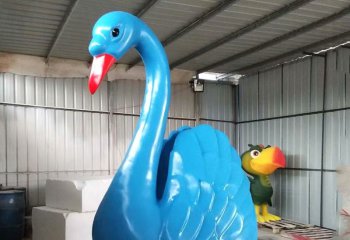 天鵝雕塑-動物園玻璃鋼彩繪童趣幼兒天鵝雕塑