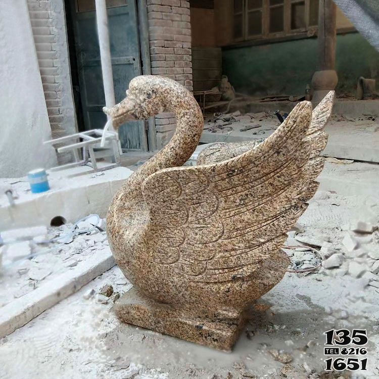 天鵝雕塑-花園大理石切面做舊天鵝雕塑 天鵝雕塑-花園大理石切面做舊天鵝雕塑高清圖片
