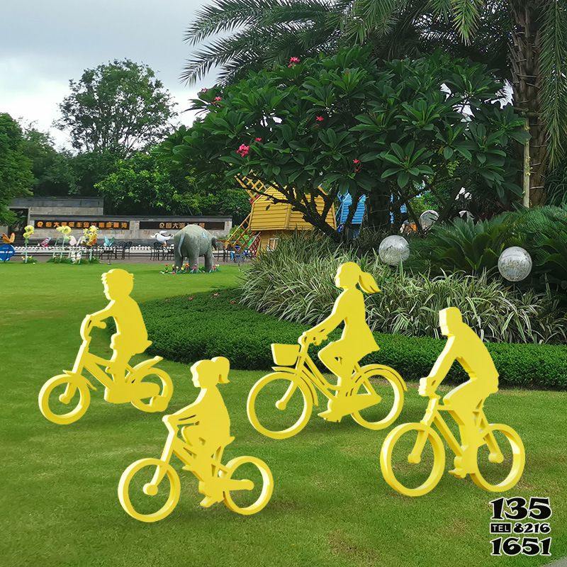 自行車(chē)雕塑-運(yùn) 園林景觀不銹鋼擺件裝飾廣場(chǎng)騎自行車(chē)雕塑