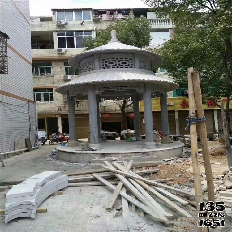 涼亭雕塑-小區公園擺放青石仿古建圓形雙頂涼亭 涼亭雕塑-小區公園擺放青石仿古建圓形雙頂涼亭高清圖片