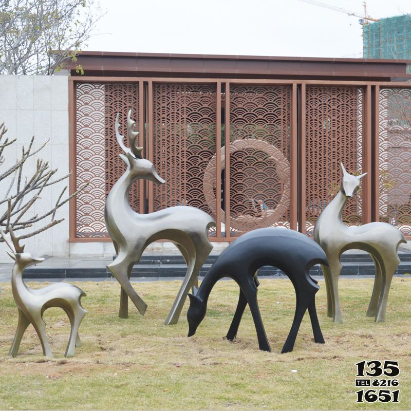 鹿雕塑-公園不銹鋼仿銅四只鹿雕塑 鹿雕塑-公園不銹鋼仿銅四只鹿雕塑高清圖片