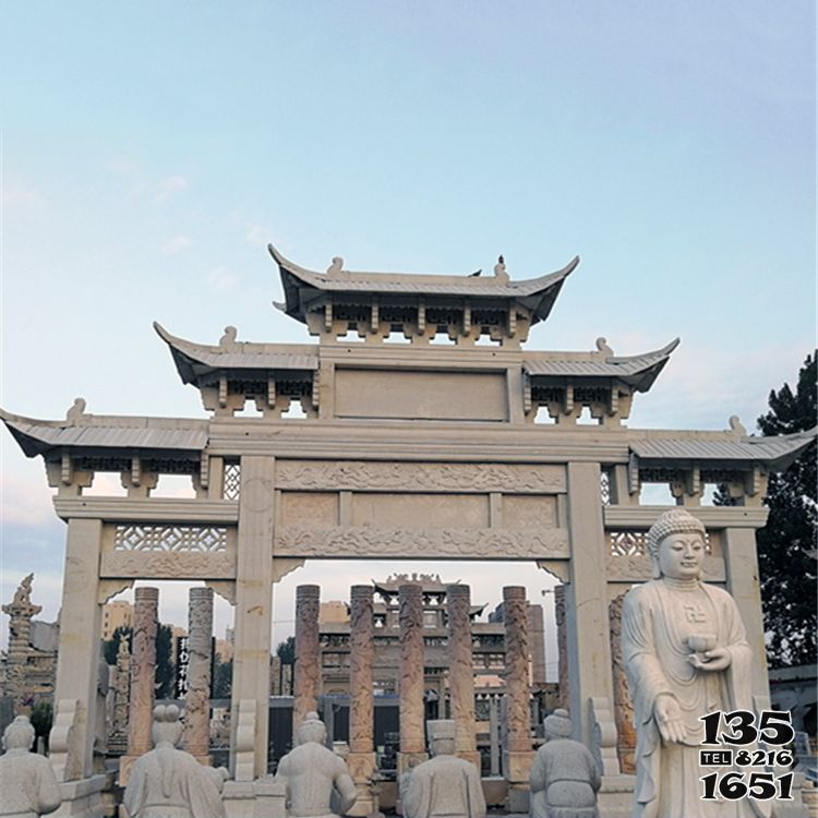 牌坊雕塑-園林景區(qū)擺放三門(mén)仿古建筑石雕牌坊 牌坊雕塑-園林景區(qū)擺放三門(mén)仿古建筑石雕牌坊