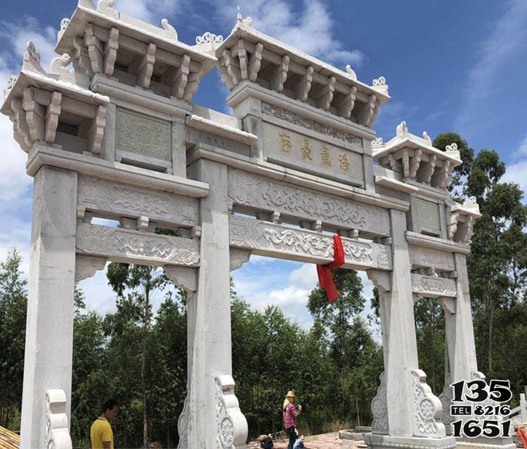 牌坊雕塑-陵園門(mén)口擺放大理石雕刻仿古建筑牌坊石雕 牌坊雕塑-陵園門(mén)口擺放大理石雕刻仿古建筑牌坊石雕