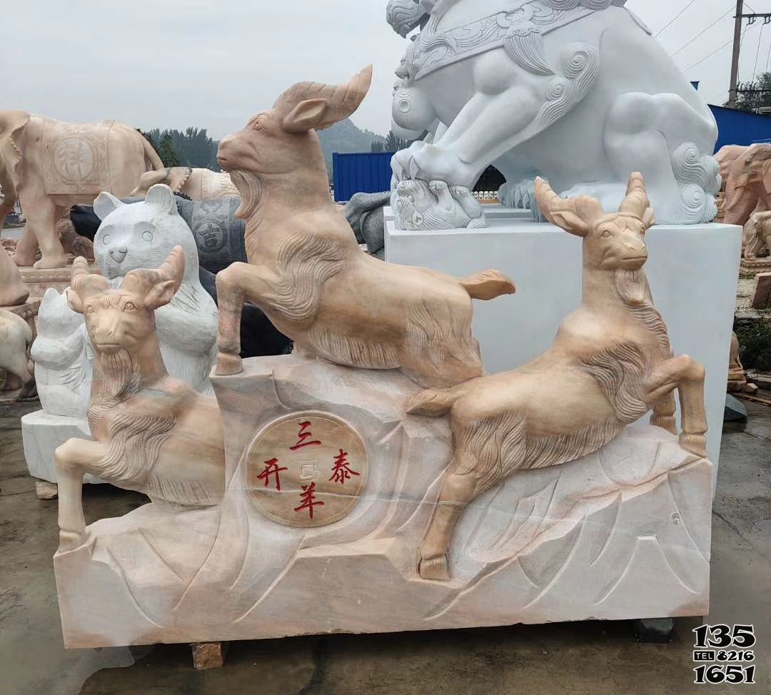 三羊開泰雕塑-戶外園林晚霞紅石雕浮雕創意三羊開泰雕塑 三羊開泰雕塑-戶外園林晚霞紅石雕浮雕創意三羊開泰雕塑高清圖片