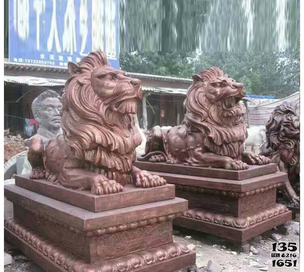 獅子雕塑-晚霞紅石雕仿真趴窩著的鎮(zhèn)宅獅子雕塑 獅子雕塑-晚霞紅石雕仿真趴窩著的鎮(zhèn)宅獅子雕塑高清圖片
