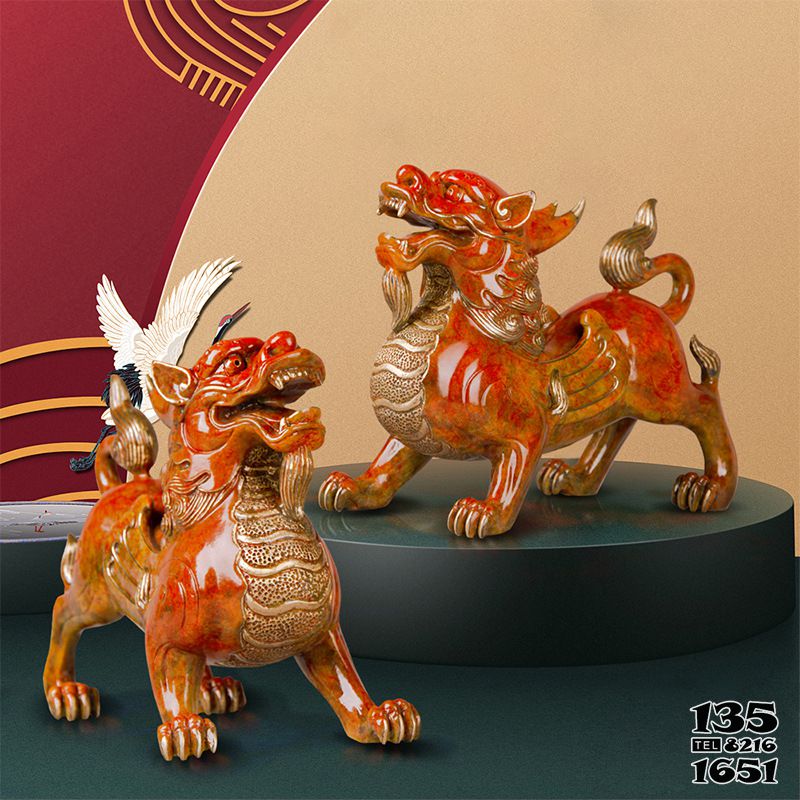 麒麟雕塑-室內(nèi)創(chuàng)意玻璃鋼彩繪麒麟雕塑