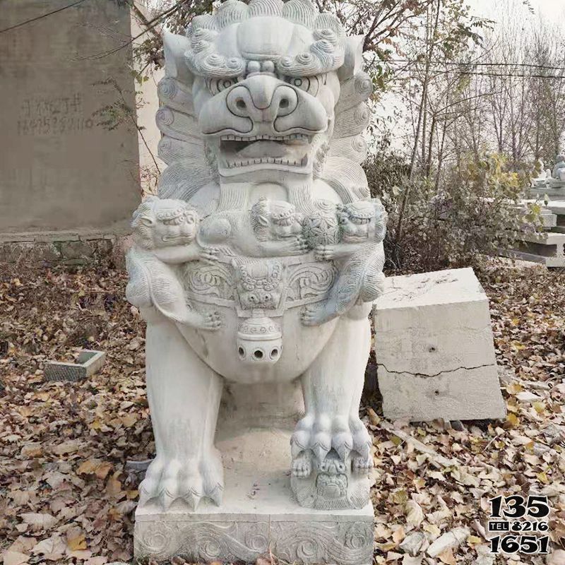 獅子雕塑-戶外大型仿真大理石石雕獅子雕塑 獅子雕塑-戶外大型仿真大理石石雕獅子雕塑高清圖片