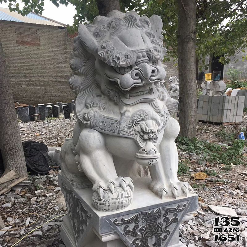 獅子雕塑-庭院墓地大型青石石雕辟邪獅子雕塑 獅子雕塑-庭院墓地大型青石石雕辟邪獅子雕塑高清圖片
