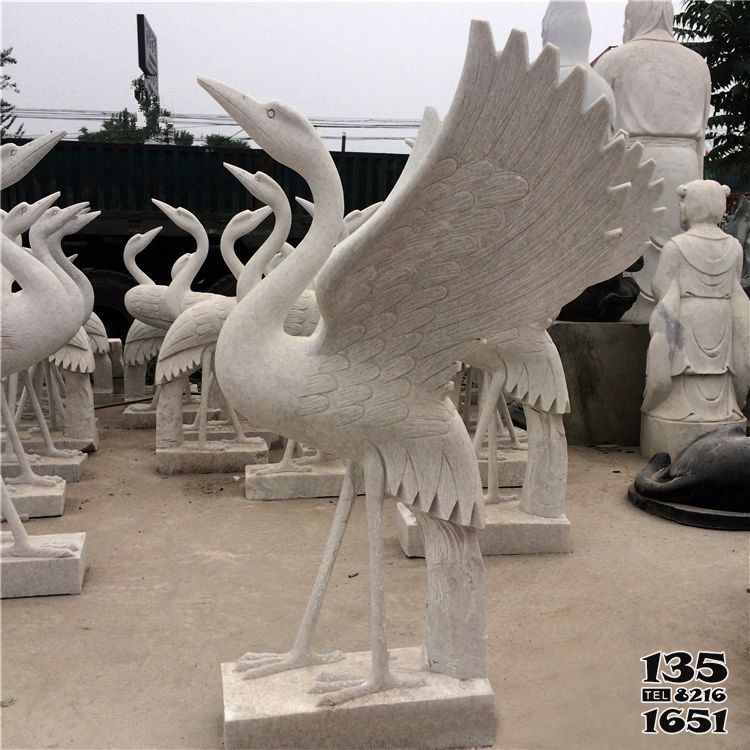 鶴雕塑-漢白玉石雕大型戶外景觀鶴雕塑 鶴雕塑-漢白玉石雕大型戶外景觀鶴雕塑高清圖片