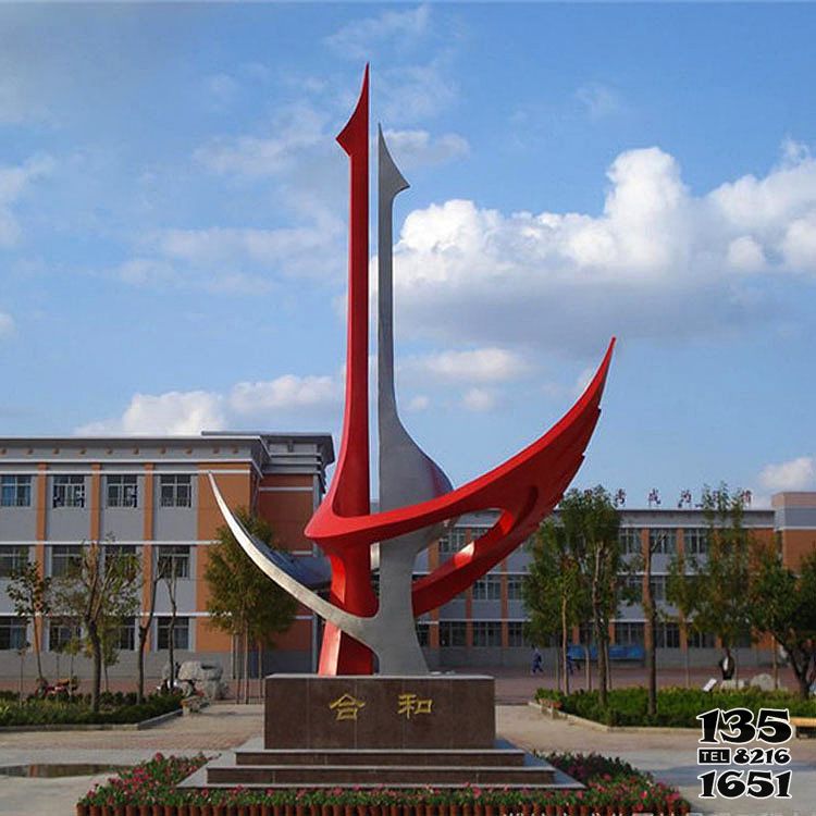 鶴雕塑-校園創意不銹鋼抽象鶴雕塑 鶴雕塑-校園創意不銹鋼抽象鶴雕塑高清圖片
