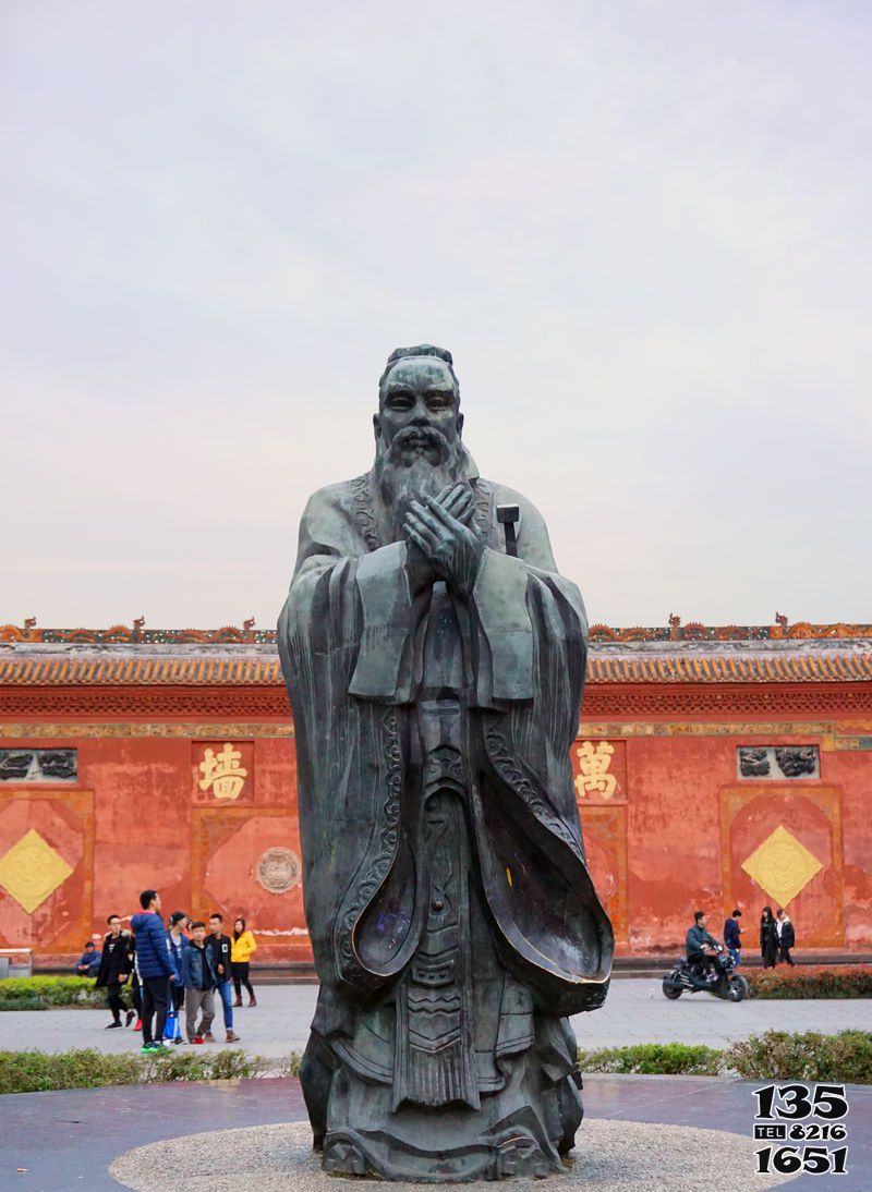 孔子雕塑-廣場青銅孔子像雕塑 孔子雕塑-廣場青銅孔子像雕塑高清圖片
