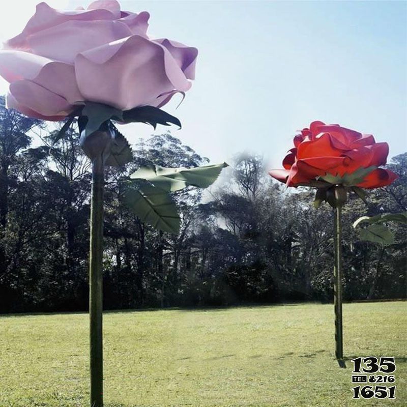 玫瑰雕塑-公園草坪不銹鋼大型玫瑰花雕塑 玫瑰雕塑-公園草坪不銹鋼大型玫瑰花雕塑高清圖片