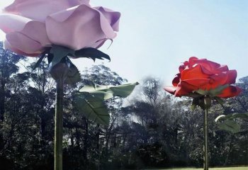 玫瑰雕塑-公園草坪不銹鋼大型玫瑰花雕塑
