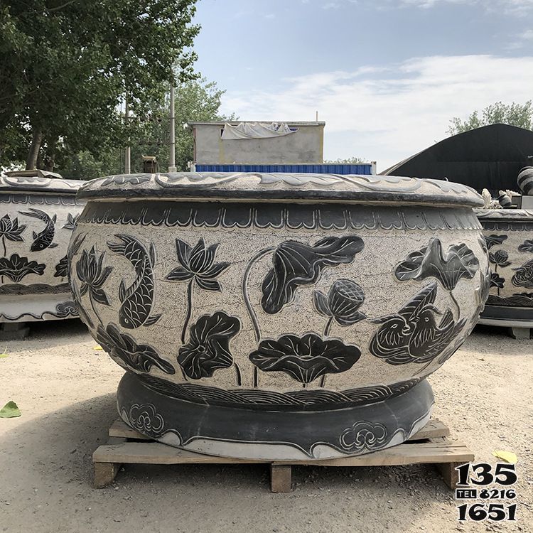 花盆雕塑-庭院仿古魚缸戶外擺件花盆雕塑 花盆雕塑-庭院仿古魚缸戶外擺件花盆雕塑高清圖片