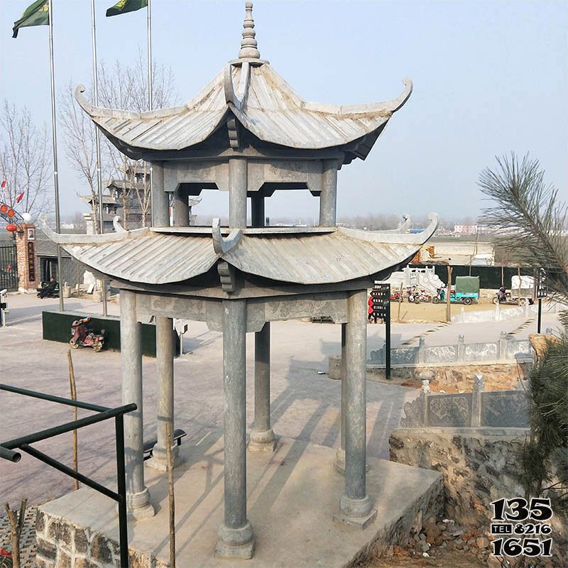 涼亭雕塑-景區廣場擺放雙層頂青石涼亭雕塑 涼亭雕塑-景區廣場擺放雙層頂青石涼亭雕塑高清圖片