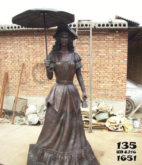 美女雕塑-公園西洋銅雕打傘的美女雕塑 美女雕塑-公園西洋銅雕打傘的美女雕塑高清圖片