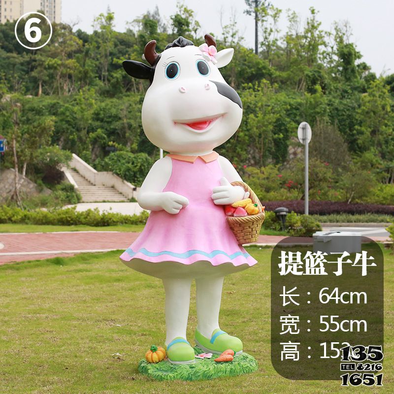 牛雕塑-景區一只提籃子的玻璃鋼牛雕塑 牛雕塑-景區一只提籃子的玻璃鋼牛雕塑高清圖片