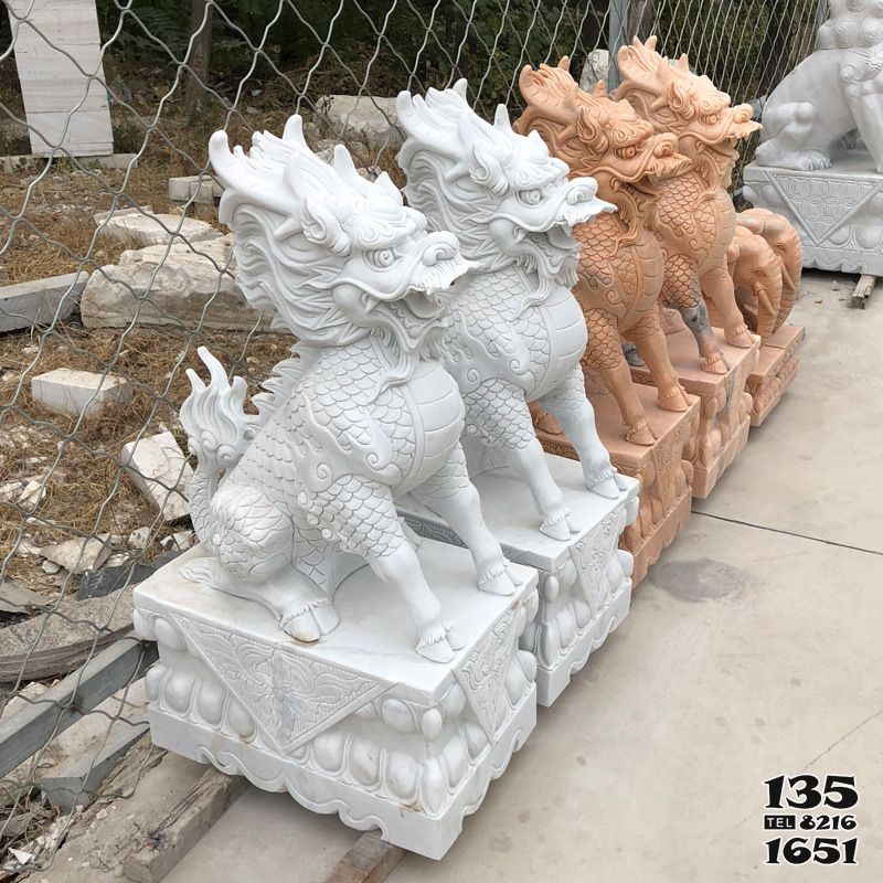 麒麟雕塑-庭院大理石石雕麒麟雕塑 麒麟雕塑-庭院大理石石雕麒麟雕塑高清圖片