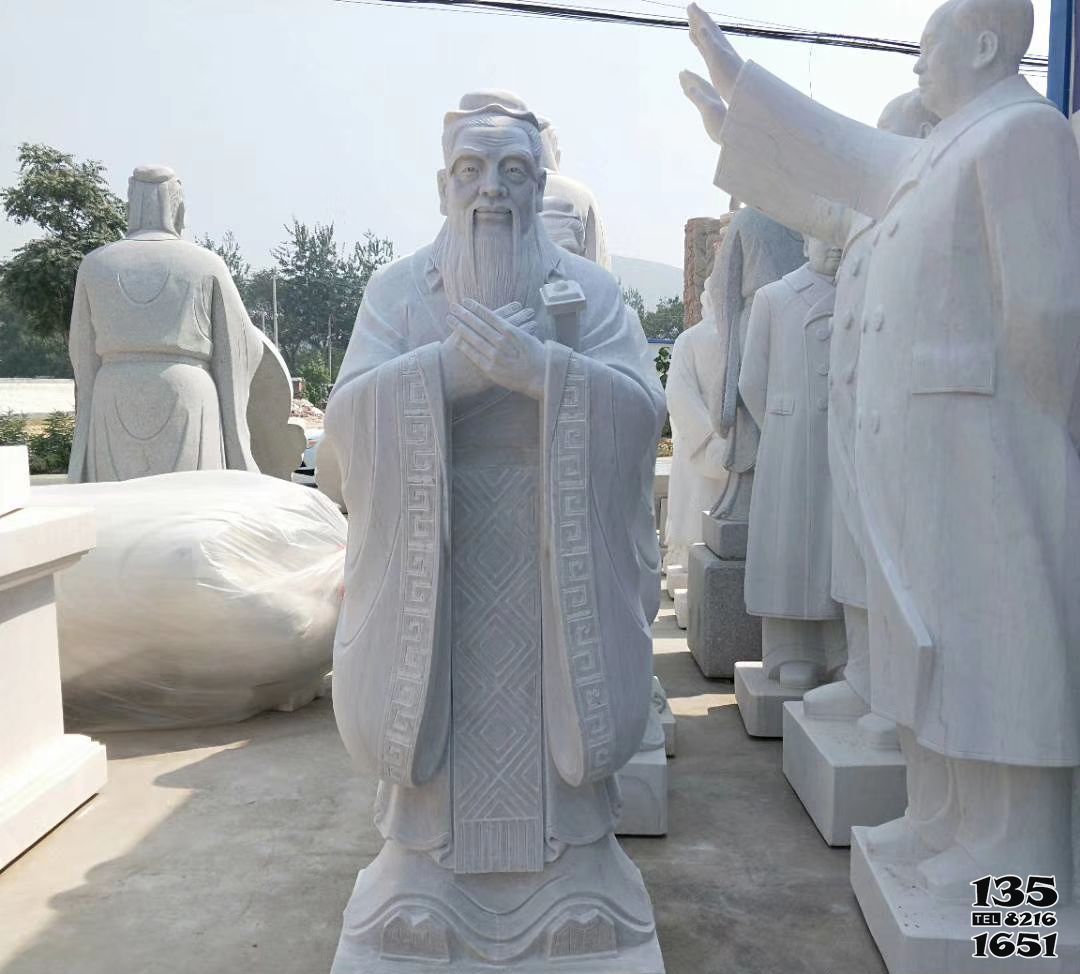 孔子雕塑-漢白玉孔子雕塑校園人物石雕 孔子雕塑-漢白玉孔子雕塑校園人物石雕高清圖片