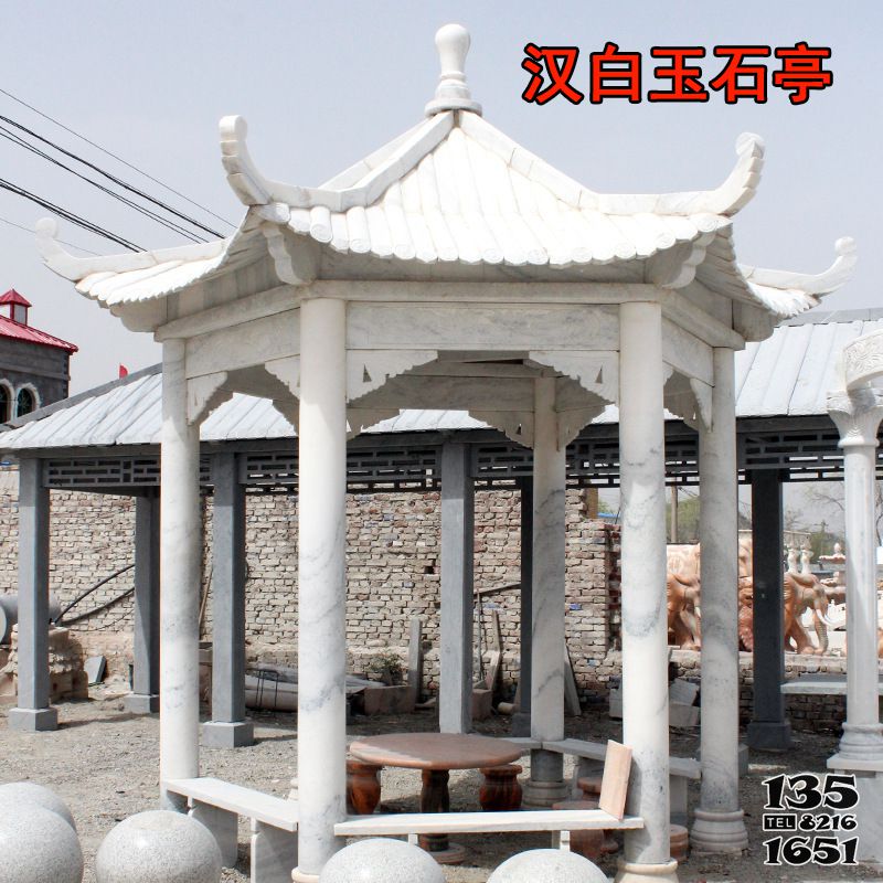 涼亭雕塑-景區公園休閑仿古建筑漢白玉六角涼亭雕塑 涼亭雕塑-景區公園休閑仿古建筑漢白玉六角涼亭雕塑高清圖片