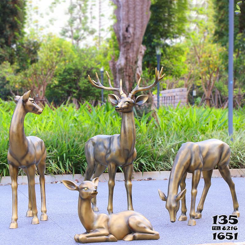 鹿雕塑-公園玻璃鋼彩繪創(chuàng)意玻璃鋼仿銅四只鹿雕塑 鹿雕塑-公園玻璃鋼彩繪創(chuàng)意玻璃鋼仿銅四只鹿雕塑高清圖片