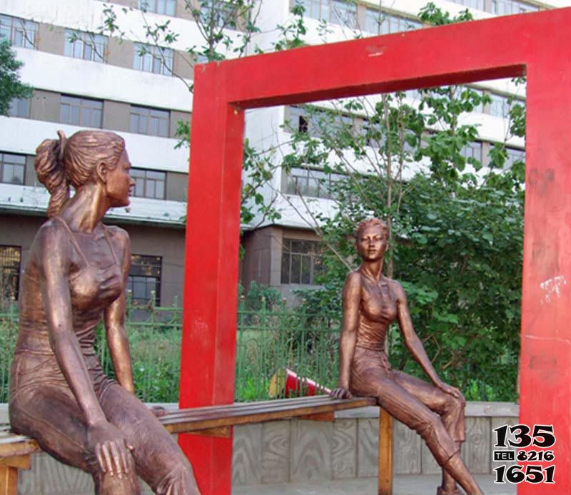 女人雕塑-景區坐著照鏡子的銅雕女人雕塑 女人雕塑-景區坐著照鏡子的銅雕女人雕塑