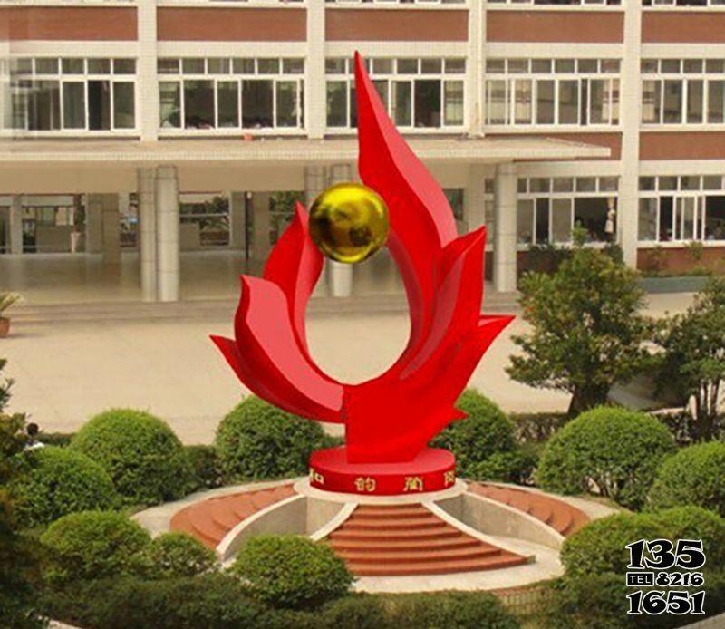 旗幟雕塑-校園創(chuàng)意玻璃鋼紅色旗幟雕塑 旗幟雕塑-校園創(chuàng)意玻璃鋼紅色旗幟雕塑高清圖片