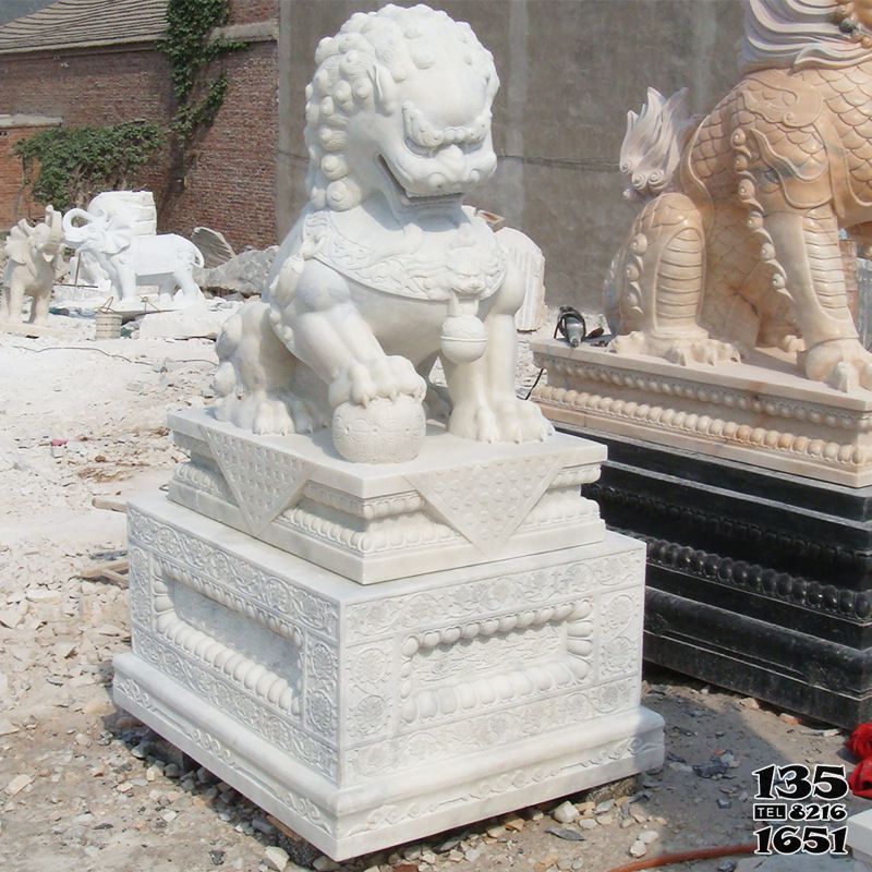 獅子雕塑-庭院漢白玉石雕招財獅子雕塑 獅子雕塑-庭院漢白玉石雕招財獅子雕塑