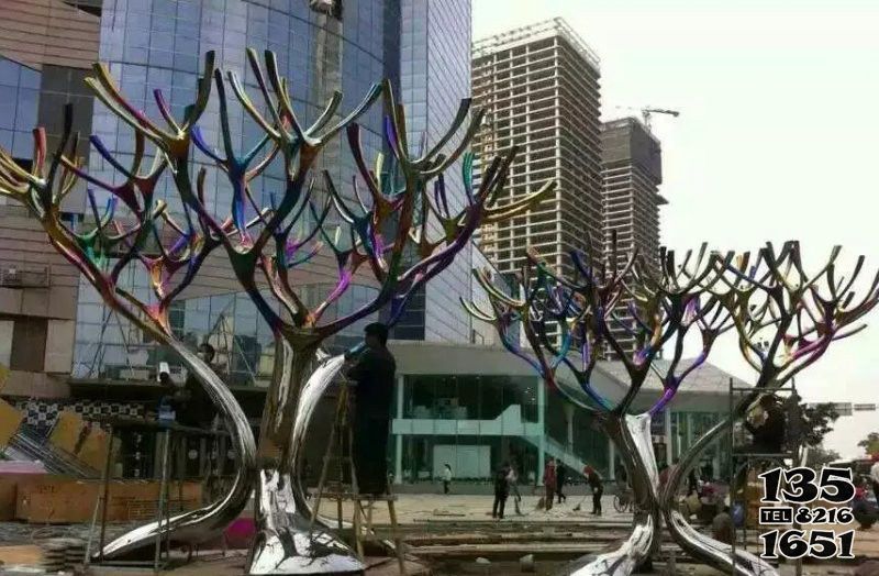 樹雕塑-園林城市烤漆不銹鋼抽象樹 樹雕塑-園林城市烤漆不銹鋼抽象樹
