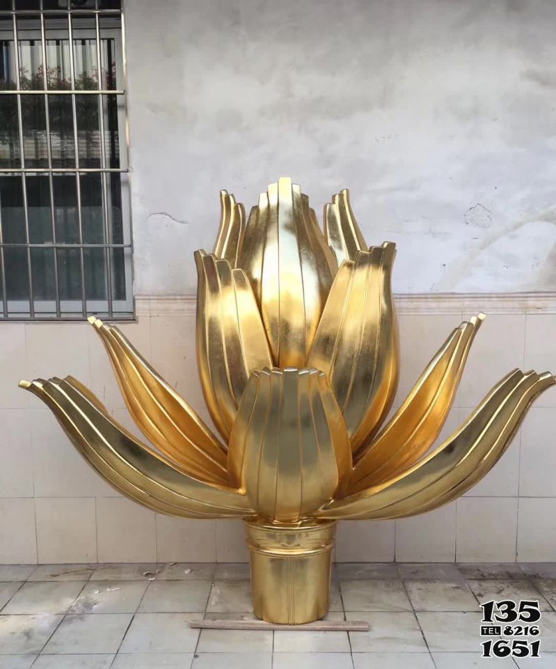 荷花雕塑-大型仿真不銹鋼噴金烤漆藝術荷花雕塑 荷花雕塑-大型仿真不銹鋼噴金烤漆藝術荷花雕塑高清圖片