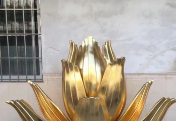 荷花雕塑-大型仿真不銹鋼噴金烤漆藝術荷花雕塑