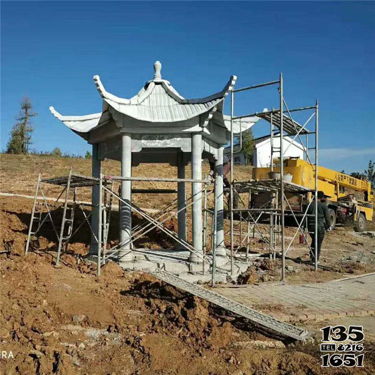 涼亭雕塑-公園戶外草坪擺放漢白玉仿古建筑涼亭 涼亭雕塑-公園戶外草坪擺放漢白玉仿古建筑涼亭高清圖片