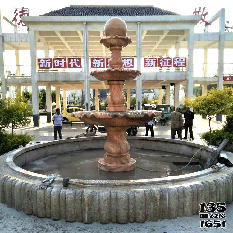 噴泉雕塑-戶外園林景點大型晚霞紅石雕天使噴泉雕塑 噴泉雕塑-戶外園林景點大型晚霞紅石雕天使噴泉雕塑高清圖片