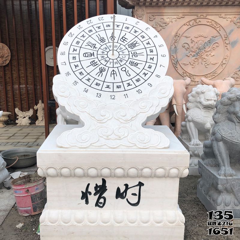 日晷雕塑-惜時漢白玉石雕日晷雕塑 日晷雕塑-惜時漢白玉石雕日晷雕塑高清圖片