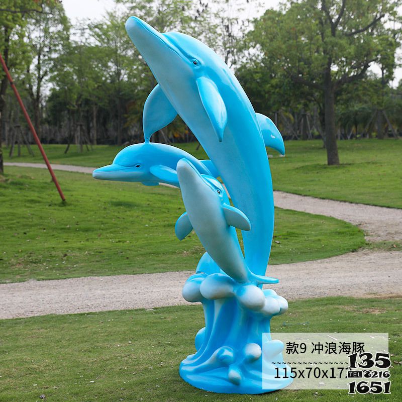 海豚雕塑-園林母子款藍色玻璃鋼海豚雕塑 海豚雕塑-園林母子款藍色玻璃鋼海豚雕塑高清圖片