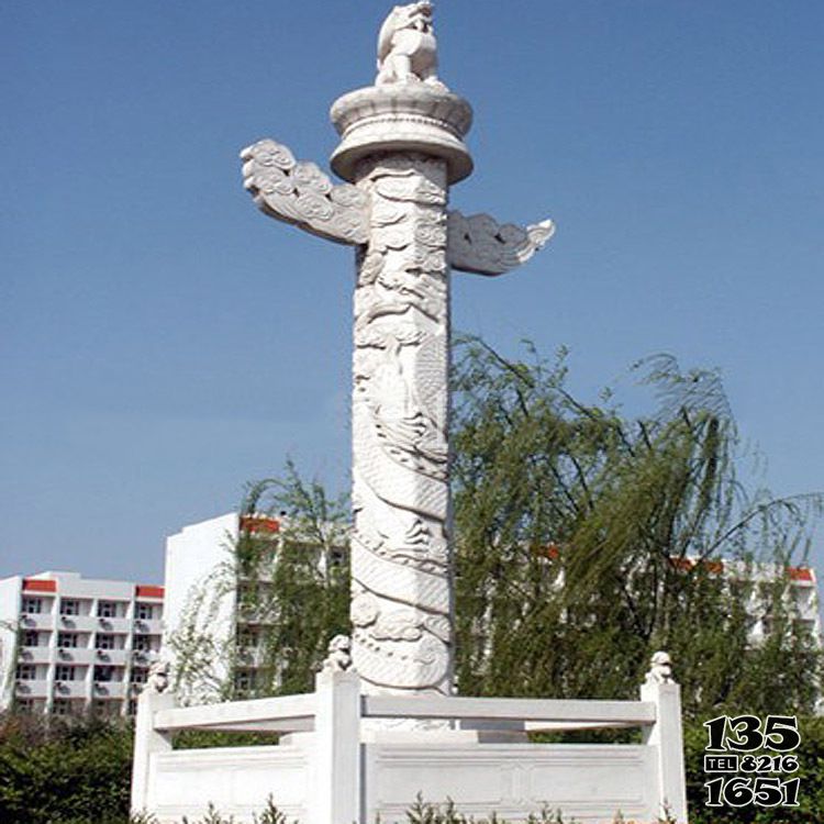 華表雕塑-校園園林漢白玉華表石柱 華表雕塑-校園園林漢白玉華表石柱高清圖片