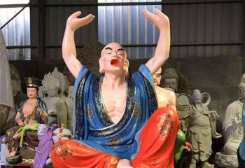 十八羅漢雕塑-玻璃鋼彩繪寺廟佛像手舉起的十八羅漢雕塑