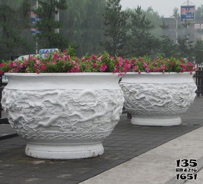 花盆雕塑-戶外廣場大型漢白玉石雕龍浮雕花盆雕塑 花盆雕塑-戶外廣場大型漢白玉石雕龍浮雕花盆雕塑高清圖片