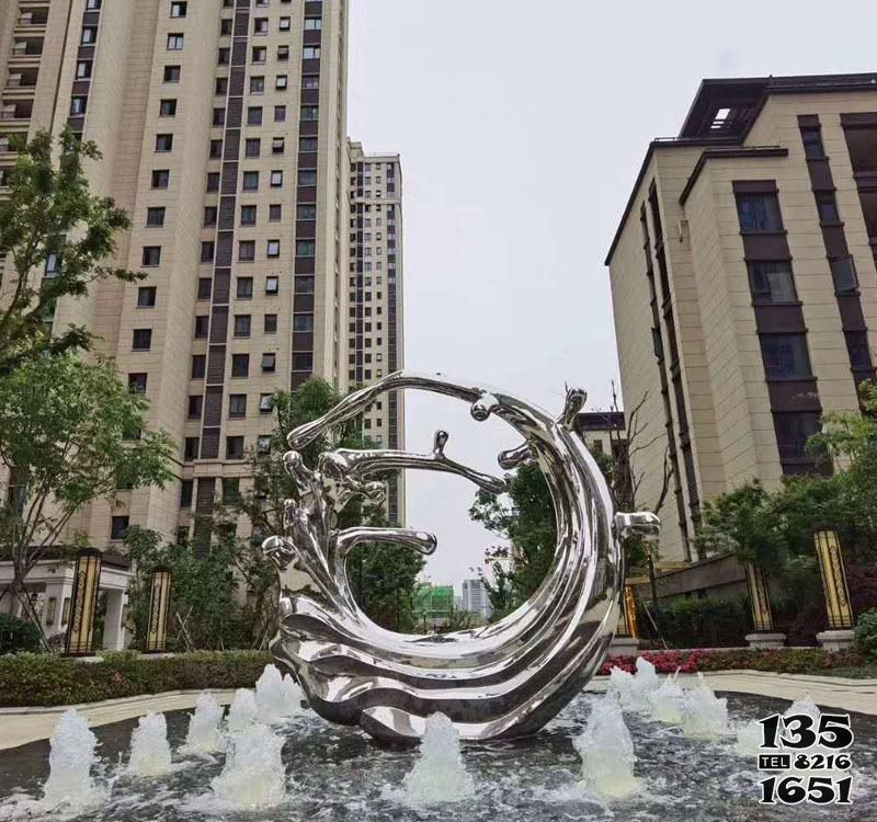 噴泉雕塑-不銹鋼海浪噴泉雕塑 噴泉雕塑-不銹鋼海浪噴泉雕塑高清圖片