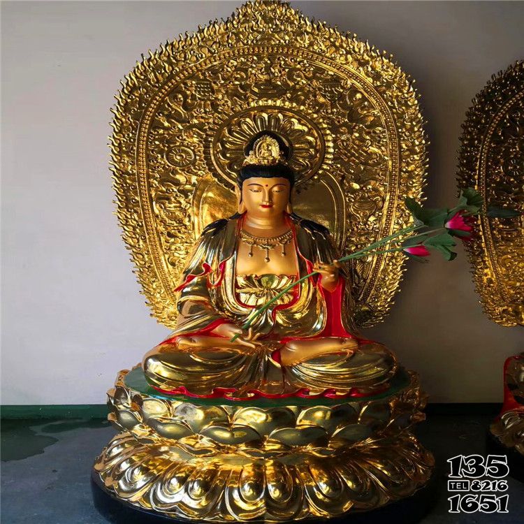 三圣雕塑-寺廟大型不銹鋼噴金烤漆三圣雕塑 三圣雕塑-寺廟大型不銹鋼噴金烤漆三圣雕塑高清圖片