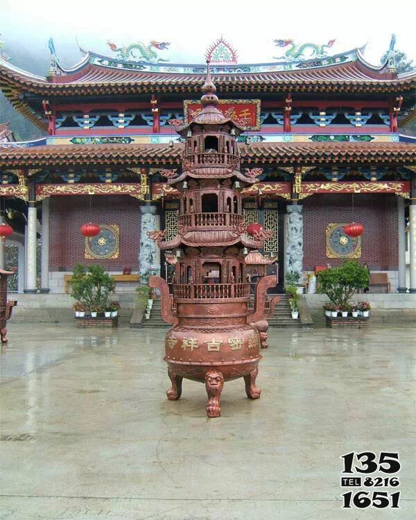 香爐雕塑-道觀純銅多層元寶香爐擺件 香爐雕塑-道觀純銅多層元寶香爐擺件高清圖片