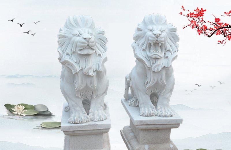 漢白玉西洋獅子-歐式漢白玉獅子大門坐式西洋獅子雕塑 漢白玉西洋獅子-歐式漢白玉獅子大門坐式西洋獅子雕塑高清圖片
