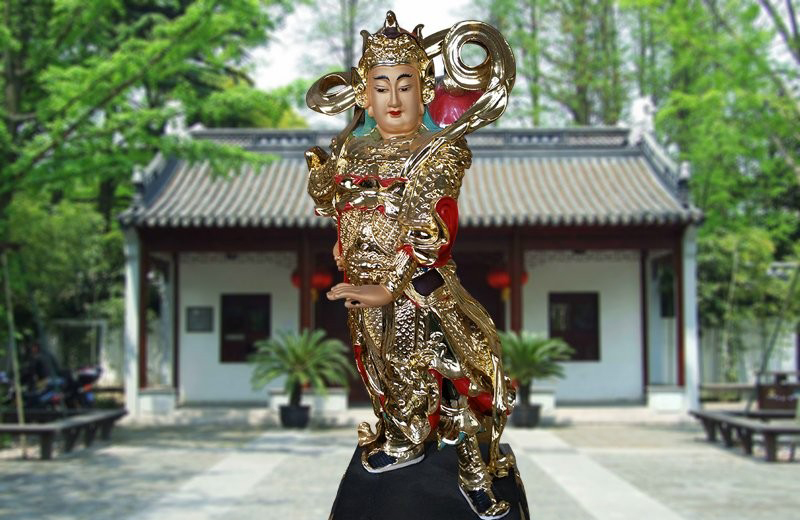 玻璃鋼韋陀菩薩雕塑-玻璃鋼貼金韋陀菩薩寺廟立式佛像雕塑 玻璃鋼韋陀菩薩雕塑-玻璃鋼貼金韋陀菩薩寺廟立式佛像雕塑高清圖片