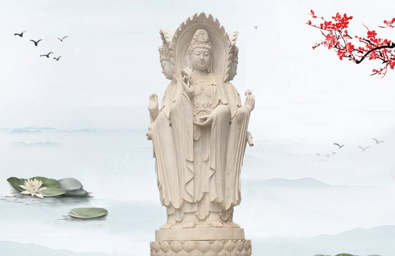石雕三面觀音漢白玉佛像-漢白玉三面觀音寺廟漢白玉佛像雕塑 石雕三面觀音漢白玉佛像-漢白玉三面觀音寺廟漢白玉佛像雕塑高清圖片