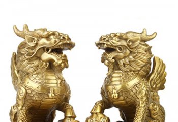 純銅麒麟雕塑-銅雕麒麟門口招財鎮宅神獸銅雕