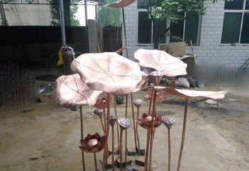 鍛銅荷花荷葉蓮蓬雕塑-鍛銅荷花荷葉和蓮蓬 景觀銅雕