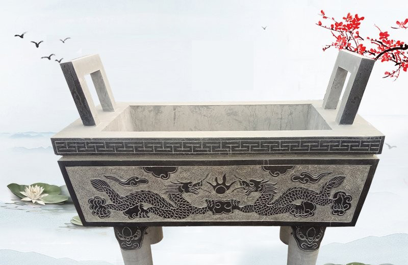 雙龍戲珠浮雕四足方鼎石雕-雙龍戲珠浮雕鼎寺廟四足方鼎石雕 雙龍戲珠浮雕四足方鼎石雕-雙龍戲珠浮雕鼎寺廟四足方鼎石雕高清圖片
