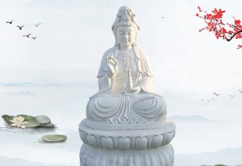 漢白玉坐式觀音菩薩石雕-漢白玉坐式觀音雕塑 寺廟佛像石雕