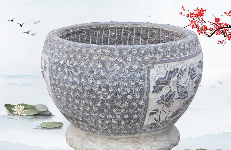 青石仿古蓮花鯉魚浮雕水缸-青石蓮花鯉魚浮雕水缸 仿古荷花缸雕塑 青石仿古蓮花鯉魚浮雕水缸-青石蓮花鯉魚浮雕水缸 仿古荷花缸雕塑高清圖片