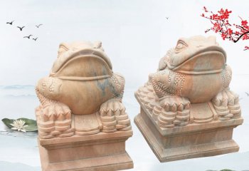 晚霞紅企業招財金蟾石雕-晚霞紅金蟾雕塑 企業招財金蟾石雕